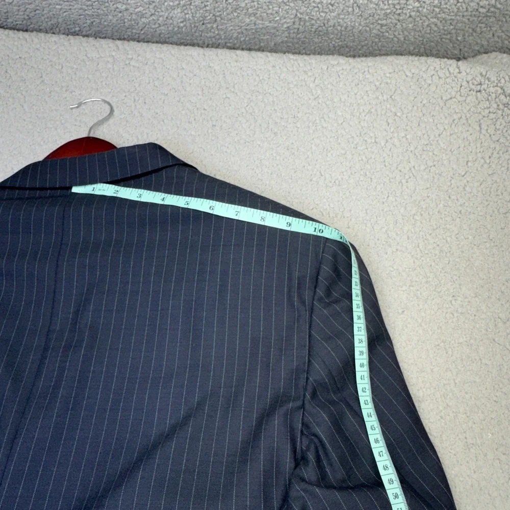 Corneliani Blazer Mens 46 Long Blue Pinstripe Extraﬁne Wool Sport Coat Italy 3B